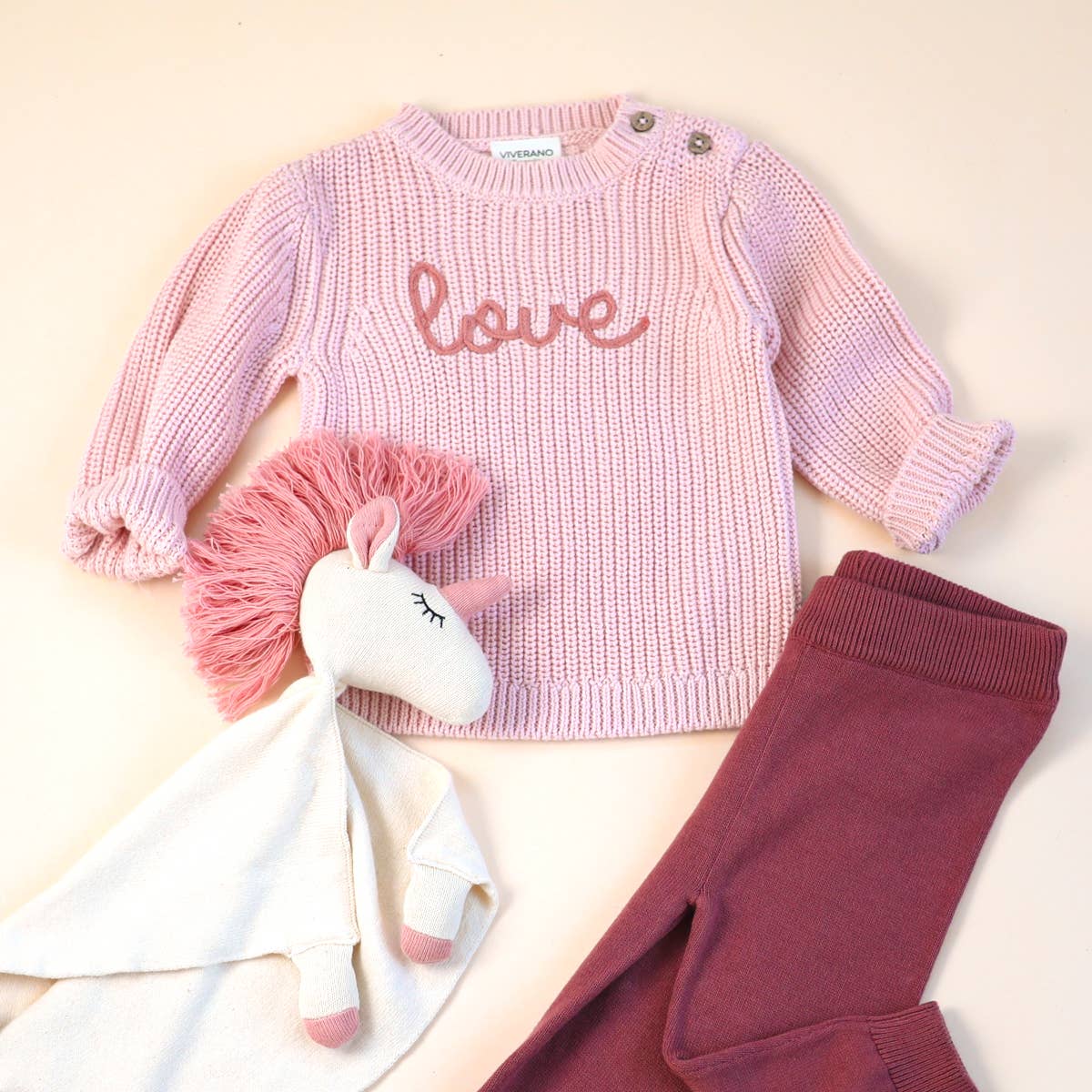 Love  Embroidered Chunky Knit Baby Sweater (Organic) - Image 7