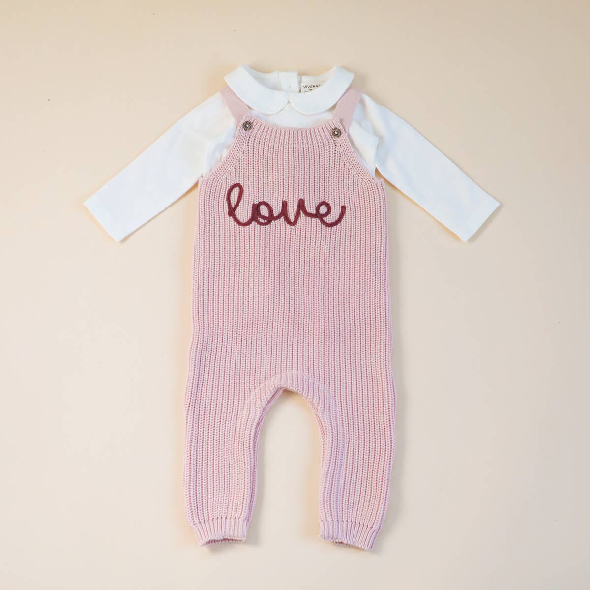 LOVE Embroidered Chunky Sweater Knit Baby Overall & Bodysuit - Image 2
