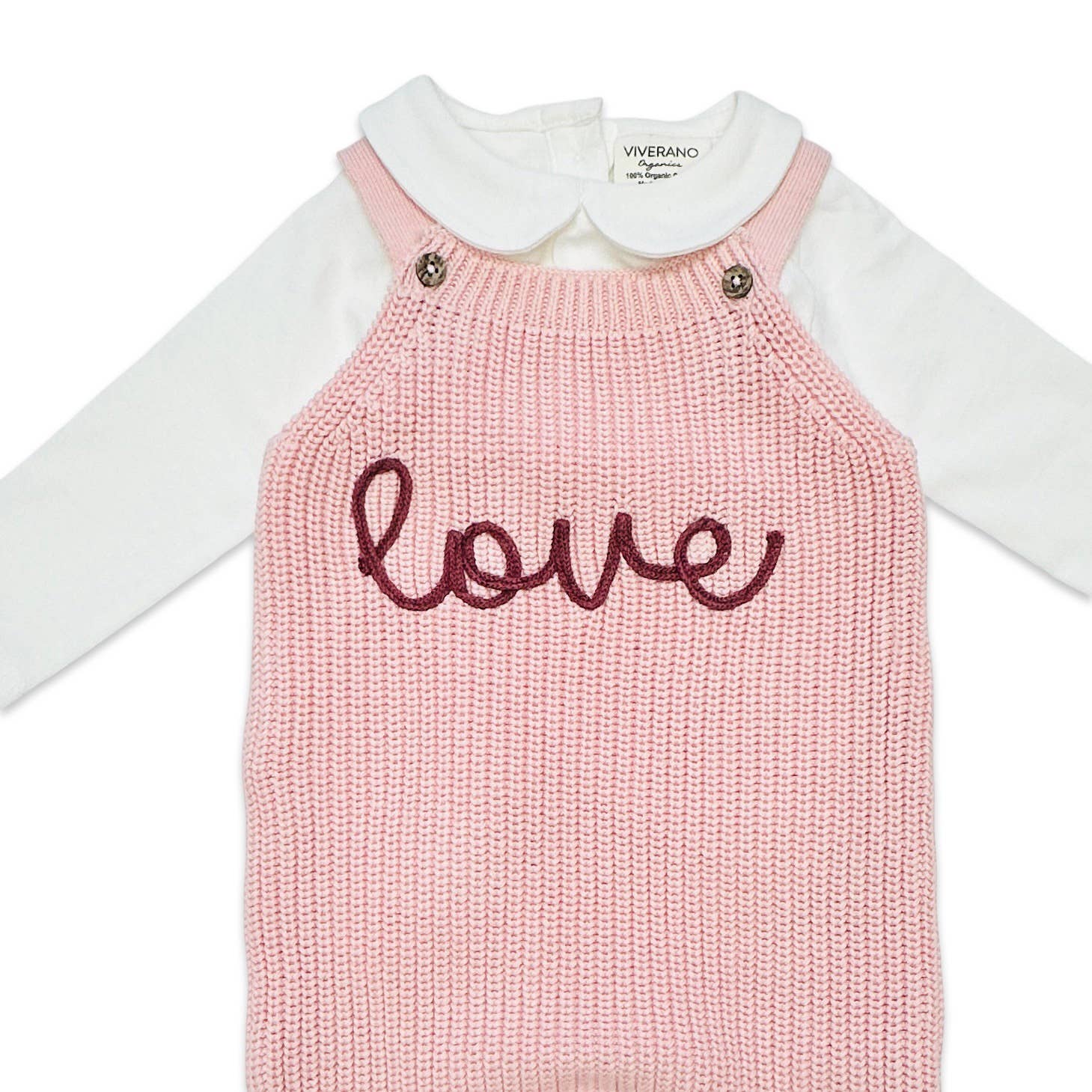LOVE Embroidered Chunky Sweater Knit Baby Overall & Bodysuit - Image 3