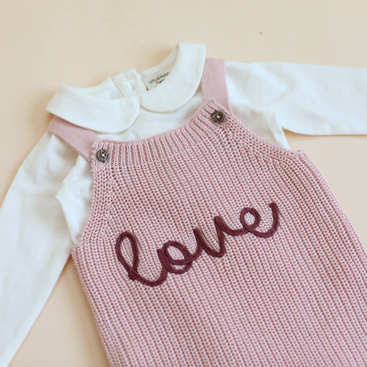 LOVE Embroidered Chunky Sweater Knit Baby Overall & Bodysuit - Image 5