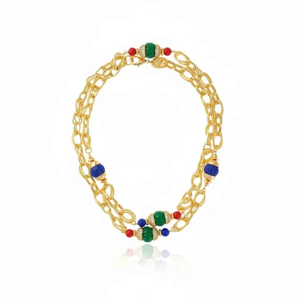 Volpi Chain Necklace Green, Blue and Red - Image 2