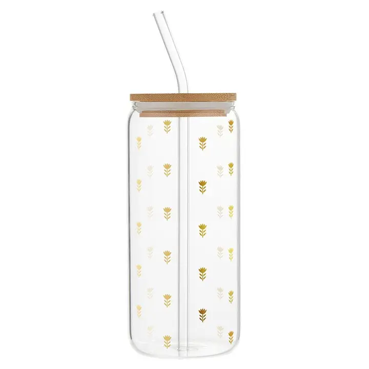 Cold Brew Glass Tumbler - Flowers