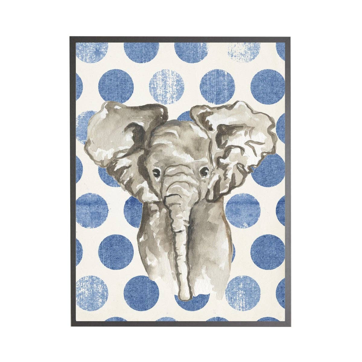 Watercolor Baby Elephant On Navy Polka Dots - Image 2