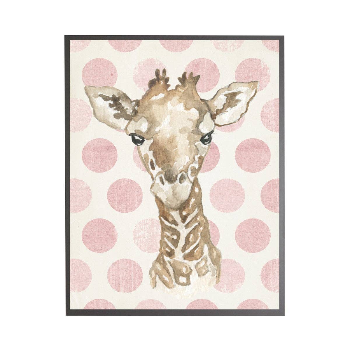 Watercolor Baby Giraffe On Pink Polka Dots - Image 2
