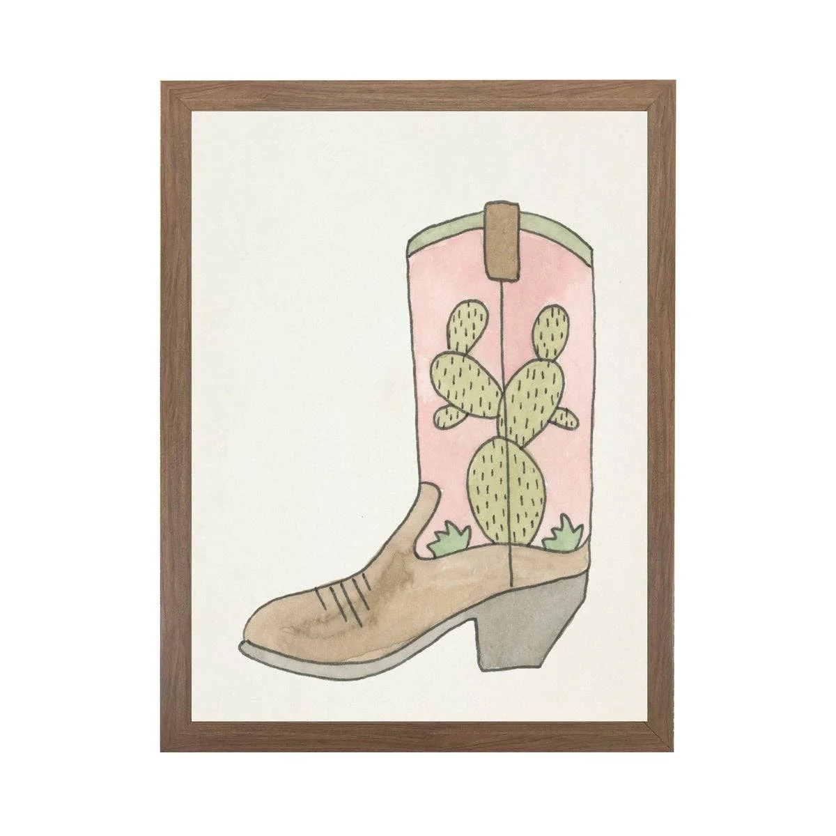 Watercolor Boot With Cactus - Image 2