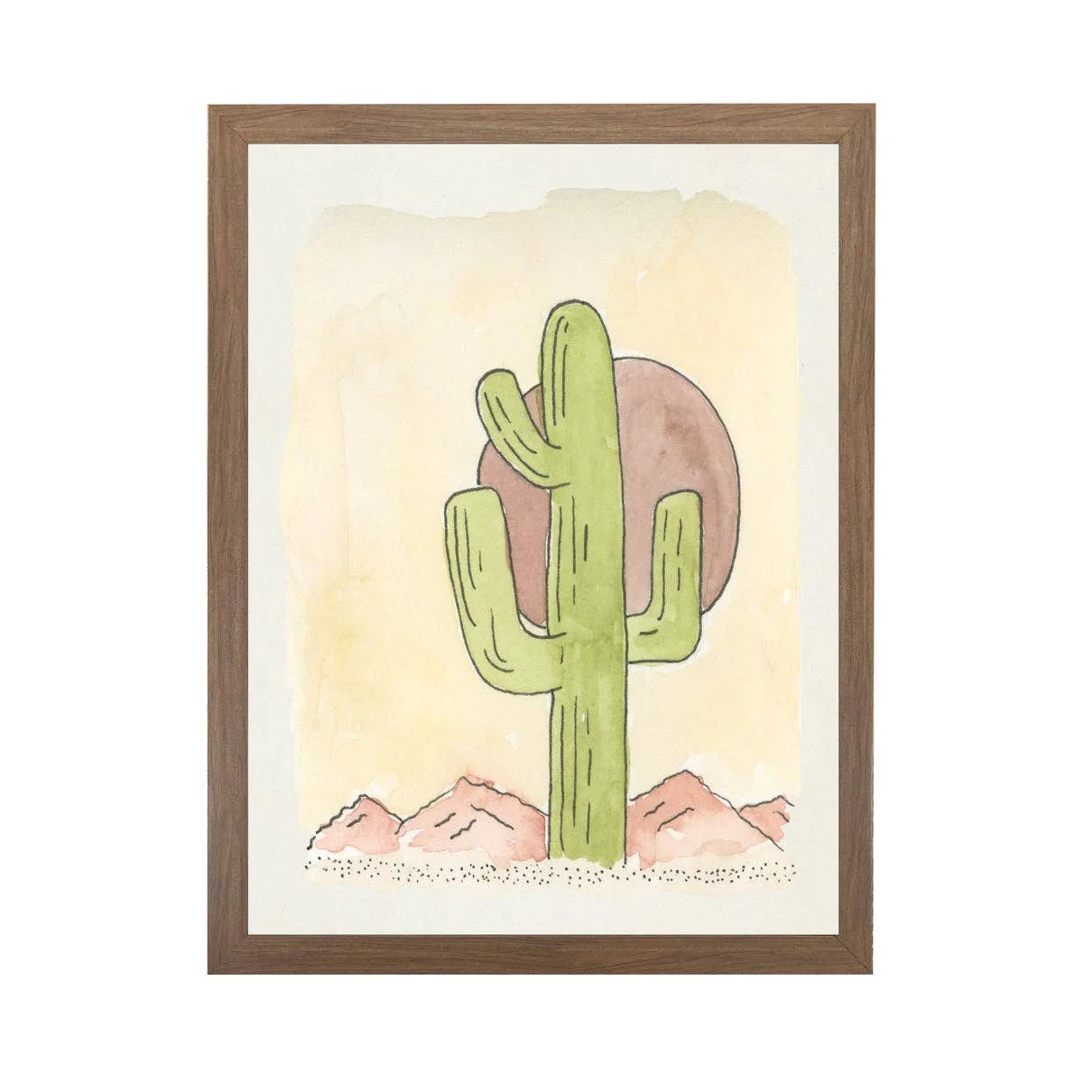 Watercolor Western Scene With Cactus - Image 2