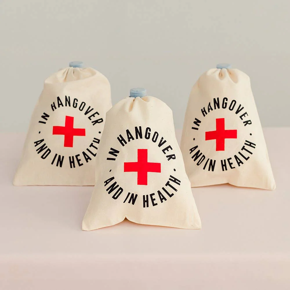Hangover and In Health White Cotton Drawstring Gift Bag - Image 2