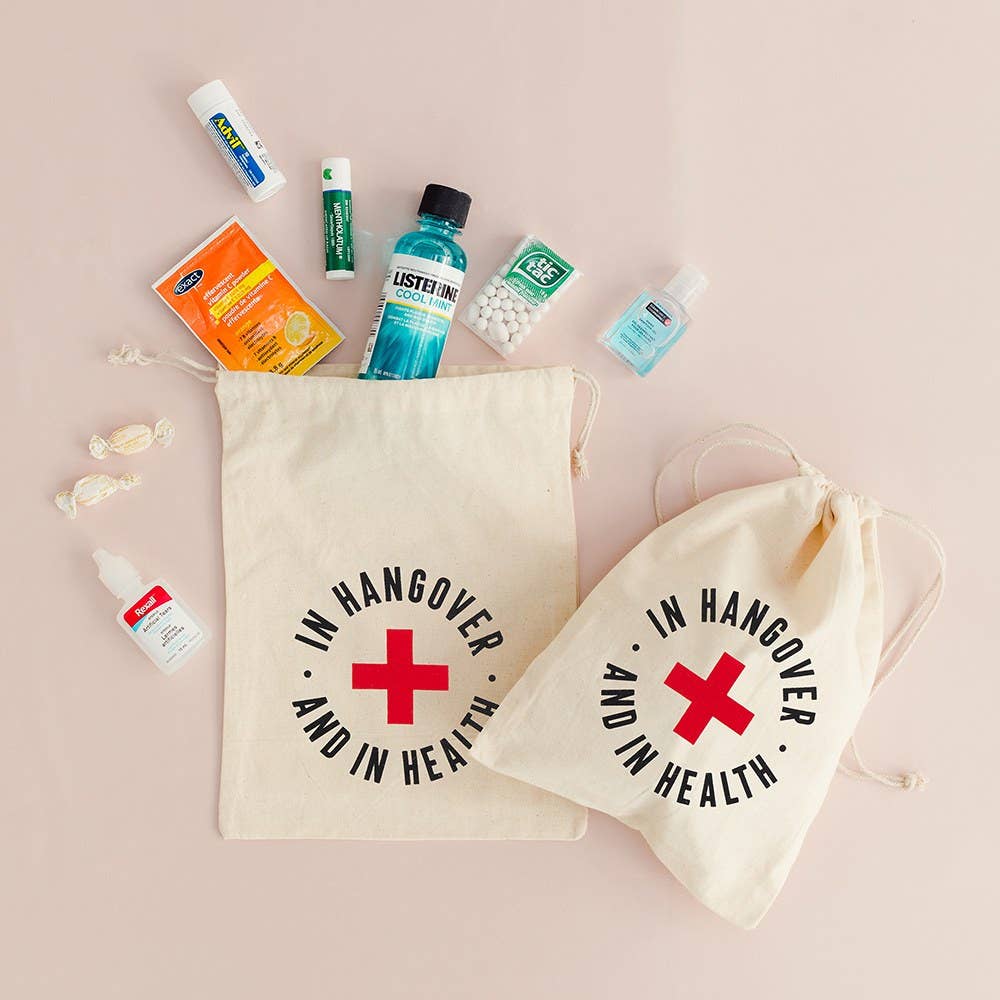 Hangover and In Health White Cotton Drawstring Gift Bag - Image 4