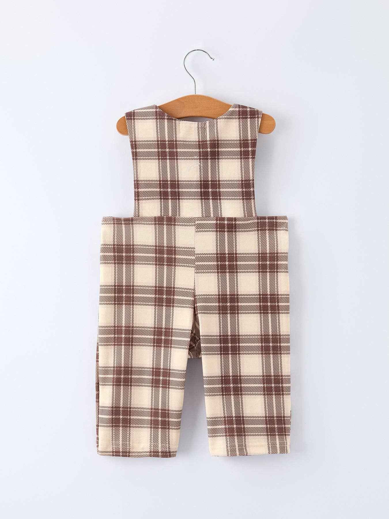 Western Horse Smocked Plaid Baby Boy Romper - Image 2