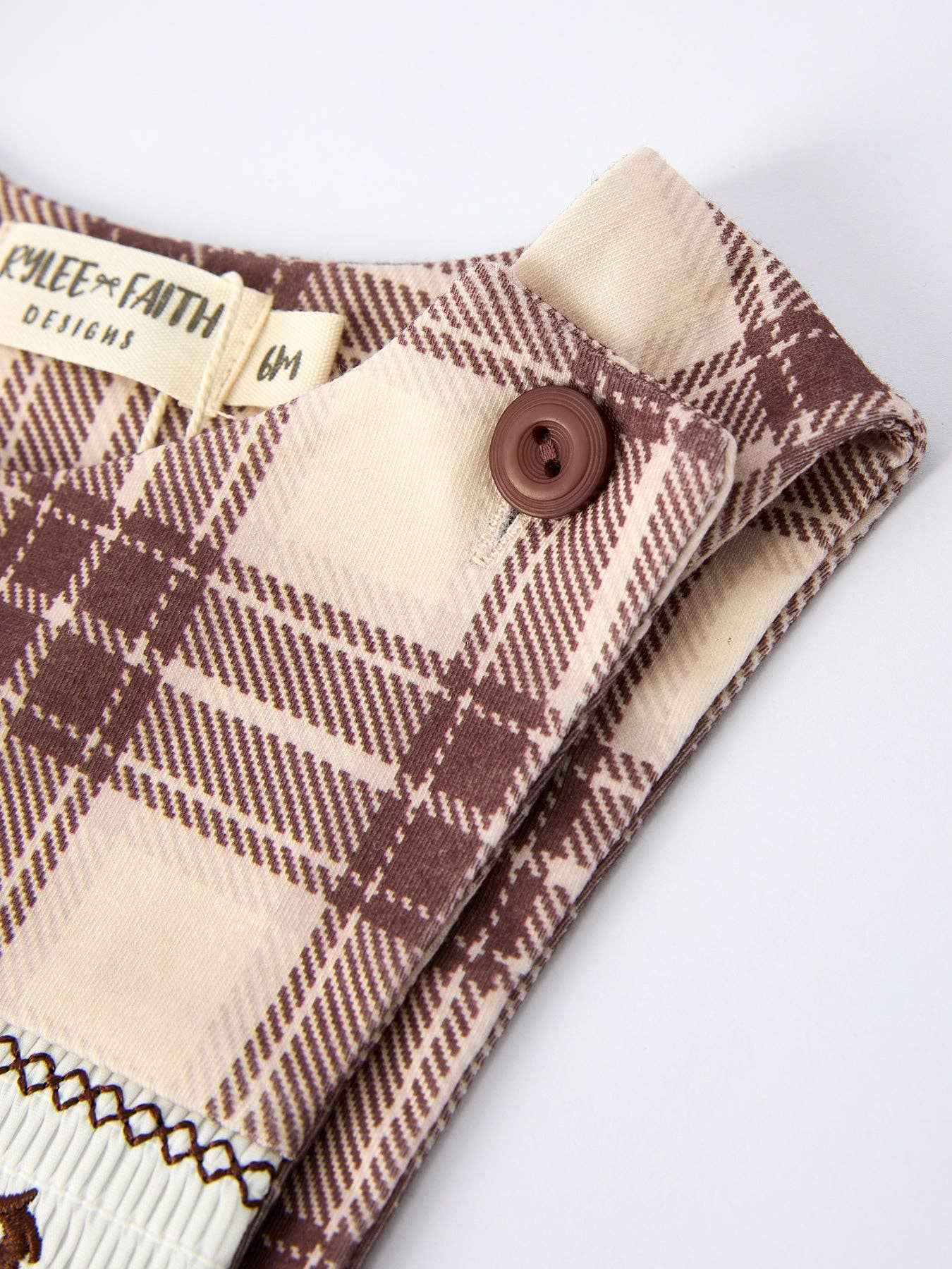 Western Horse Smocked Plaid Baby Boy Romper - Image 3