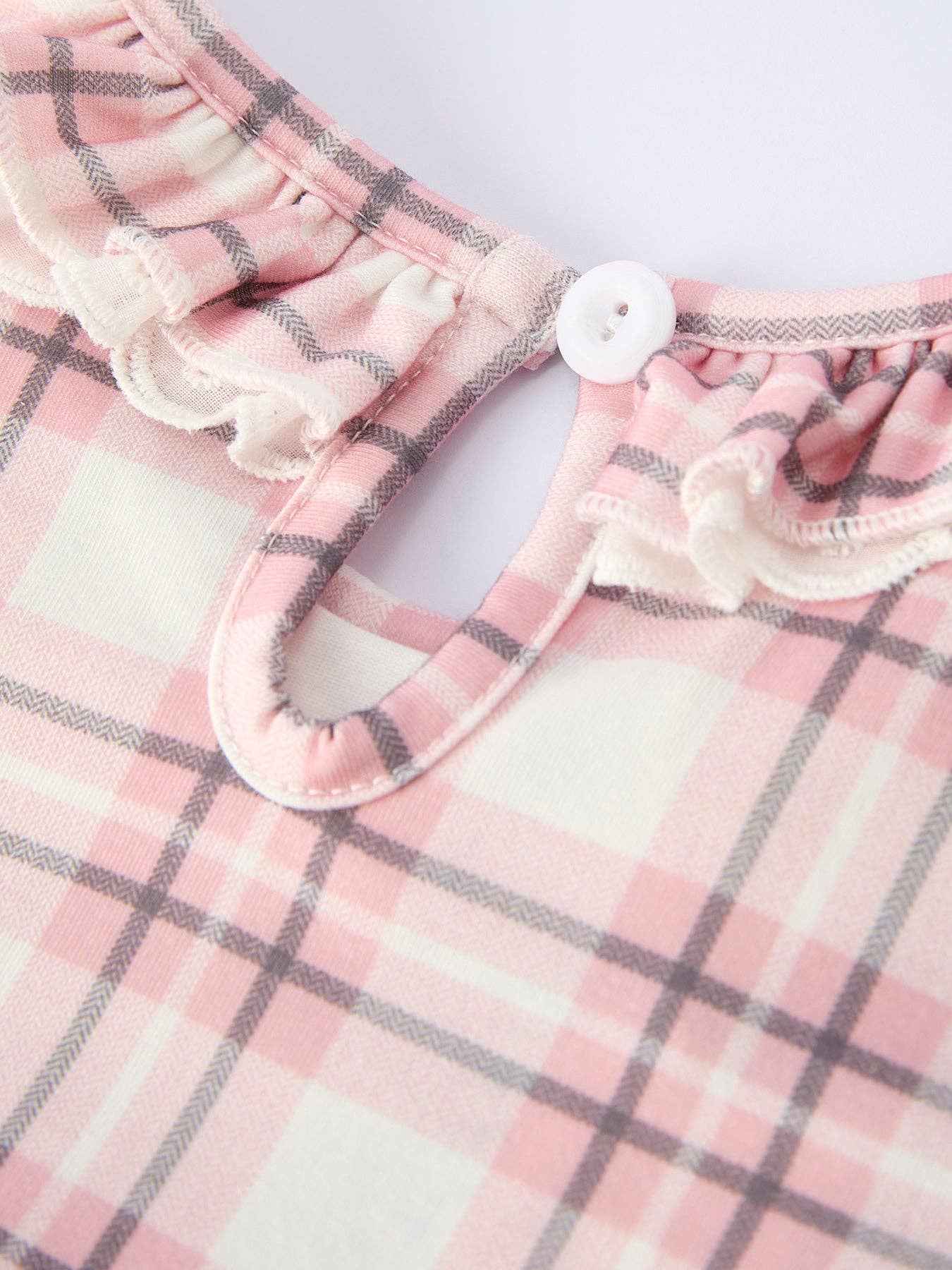 Western Horse Smocked Plaid Girls Dress: 6 - Image 5