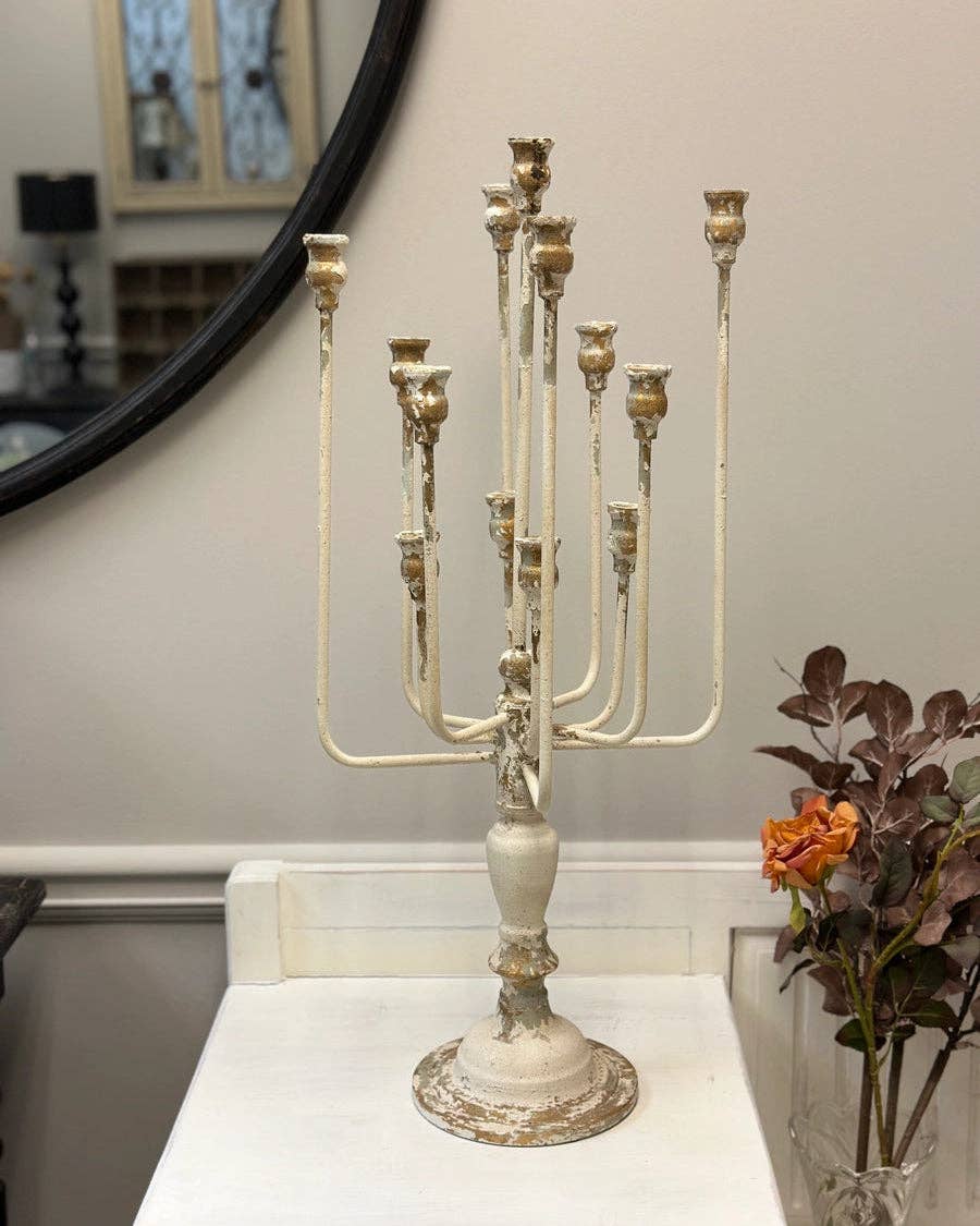 White 13-Candle Iron Candelabra - Image 2