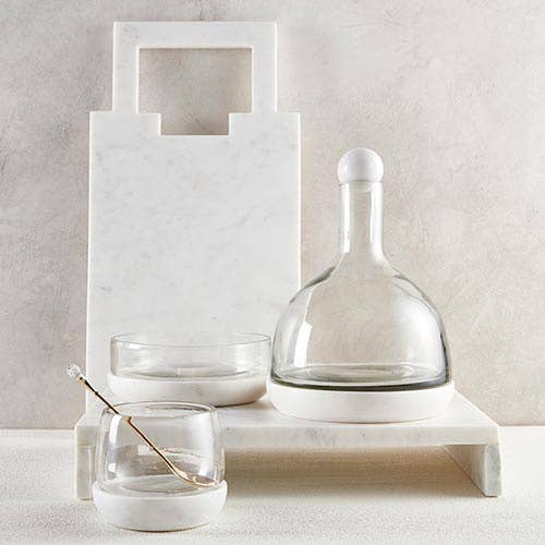 White Marble and Glass Wine Carafe - Image 4