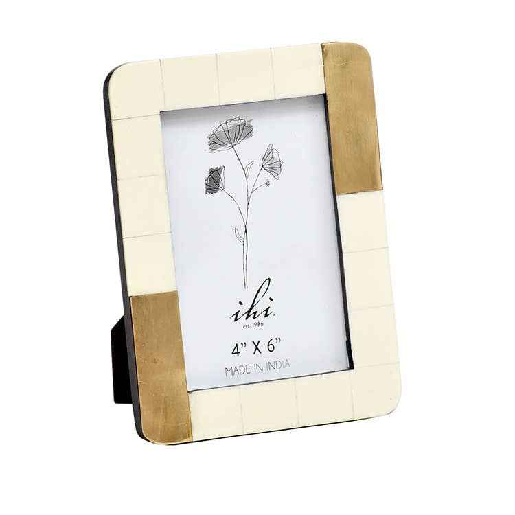 White Photo Frame W/ Brass 4 X 6 - Image 2