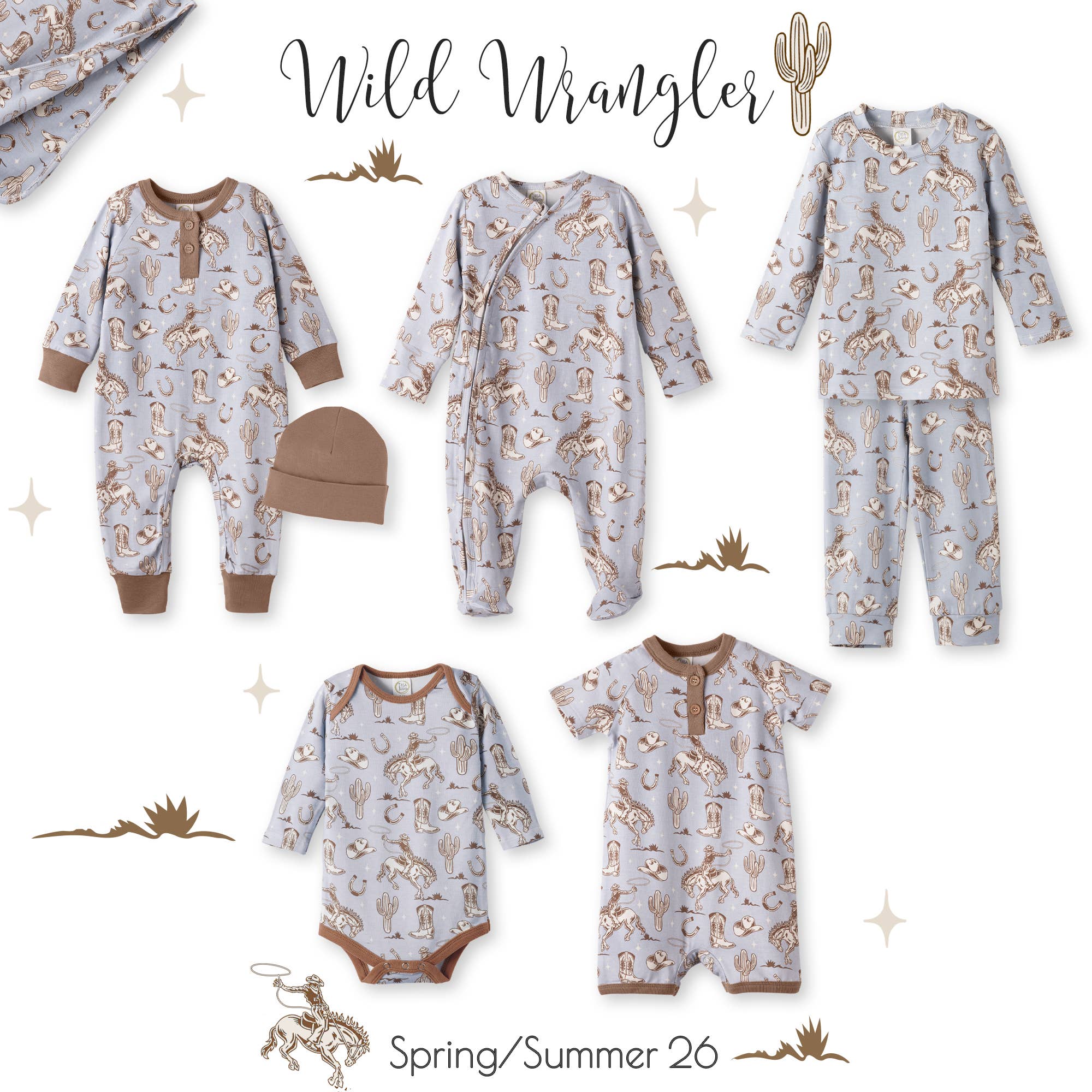 Wild Wrangler/Blue Western Bamboo Shorty Romper - Image 3
