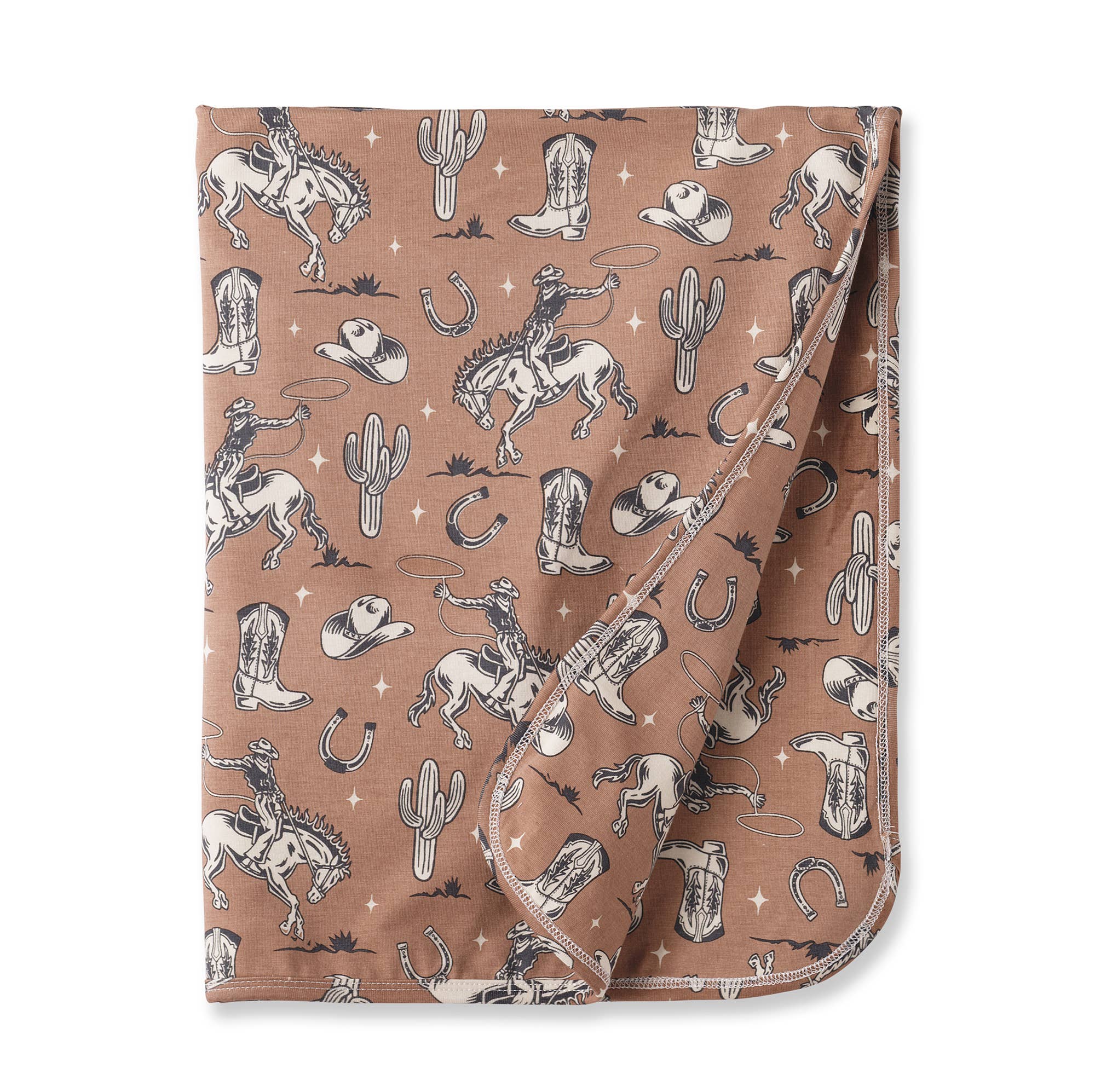 Wild Wrangler/Brown Western Baby Boy Bamboo Stroller Blanket: 1S