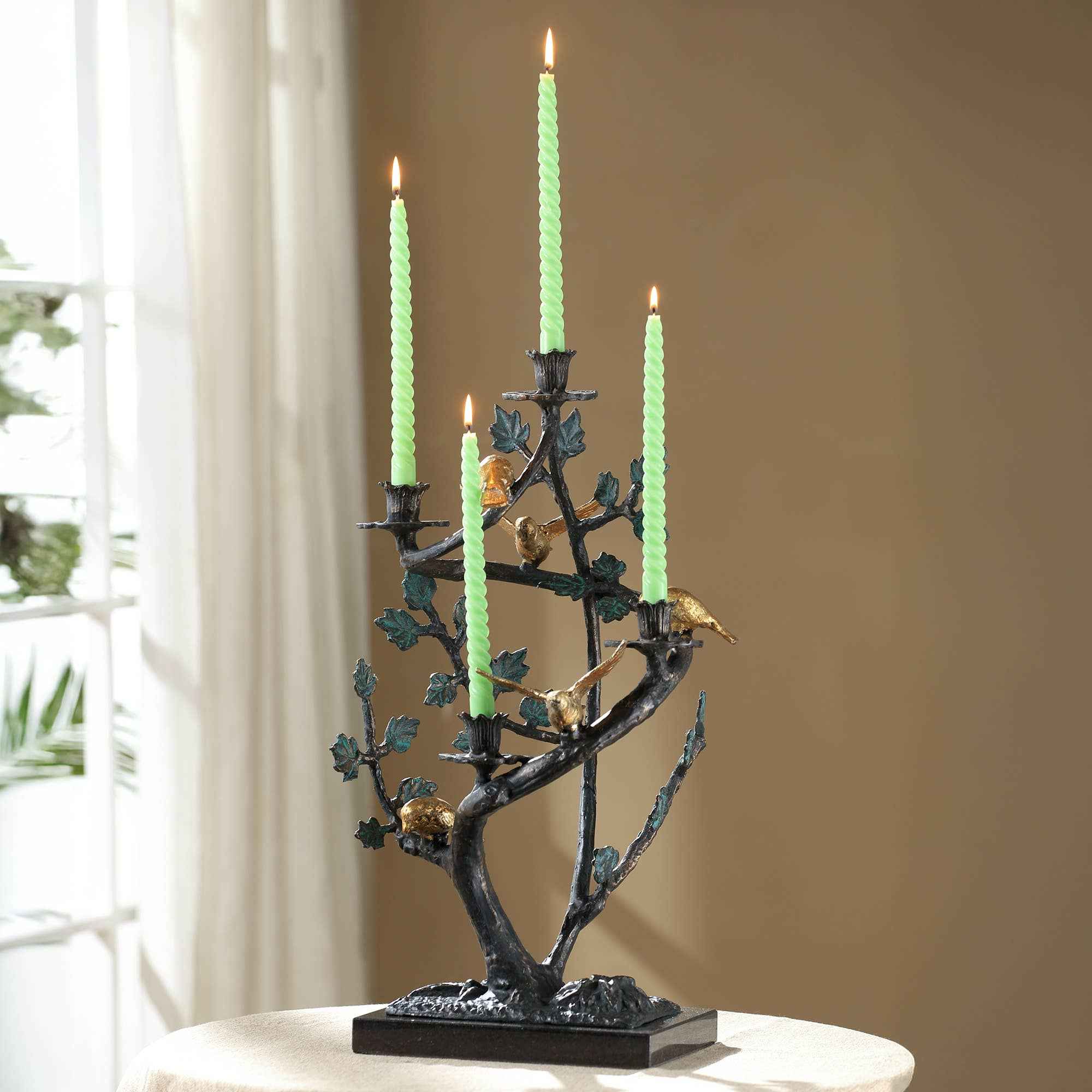 Winding Branch with Birds Candle Holder